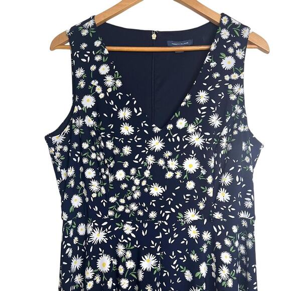 Tommy Hilfiger Fit & Flare Midi Dress Wind Blown Daisy Floral Jersey Size 12 - Picture 2 of 8